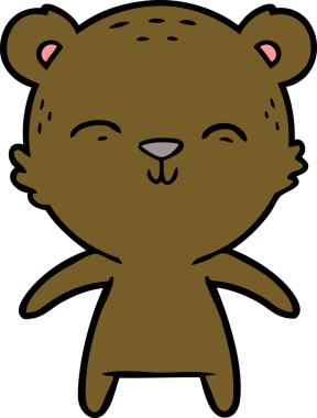 Bir insan tarafından çizilmiş mutlu çizgi film ayısı.