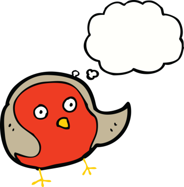 Bir insan tarafından çizilmiş düşünce balonlu çizgi robin.