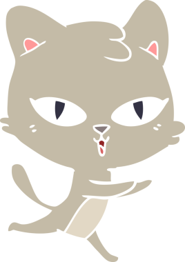 Bir insan tarafından çizilmiş düz renkli çizgi film kedisi