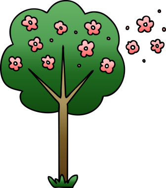 bir insan tarafından çizilmiş gölgelenmiş tuhaf karikatür ağacı