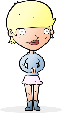 Bir insan tarafından çizilmiş karikatür dostu kadın.