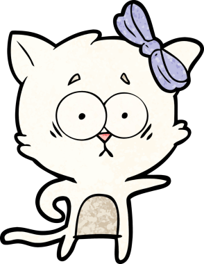 Bir insan tarafından çizilmiş çizgi film kedisi.