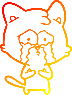 Bir insan tarafından çizilmiş, ağlayan bir kedi çizimi.