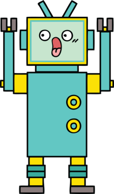 Bir insan tarafından çizilmiş sevimli bir robot karikatürü.