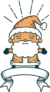 Bir insan tarafından çizilmiş dövme stili Noel Baba karakterli parşömen.