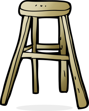 Bir insan tarafından çizilmiş ahşap tabure.