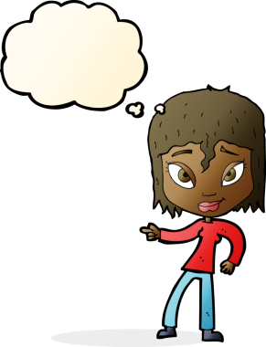 Bir insan tarafından çizilmiş düşünce kabarcığını gösteren rahat bir çizgi film.