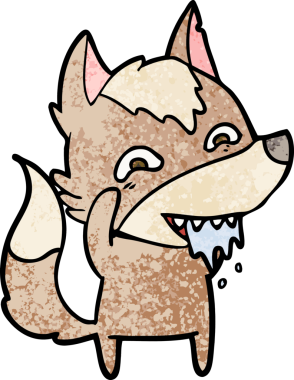 Bir insan tarafından çizilmiş aç kurt çizgi filmi.