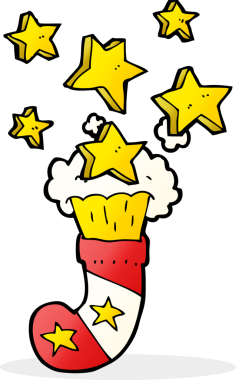 Bir insan tarafından çizilmiş sihirli Noel çorapları.