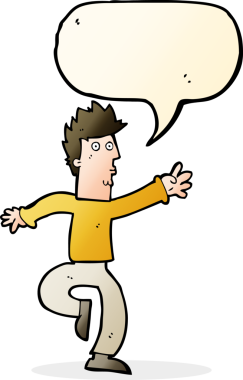 Bir insan tarafından çizilmiş konuşma balonu olan acil adam çizgi filmi.