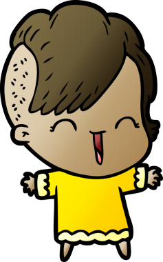 Bir insan tarafından çizilmiş mutlu hippi kız çizgi filmi.