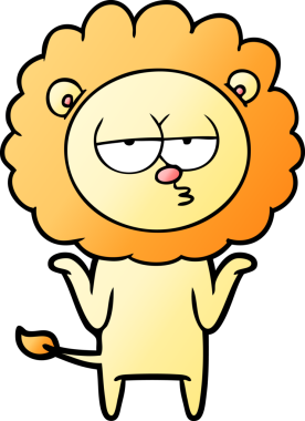 Bir insan tarafından çizilmiş canı sıkkın bir aslan.