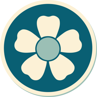 Bir insan tarafından çizilmiş geleneksel bir çiçek stiliyle dövme çıkartması.