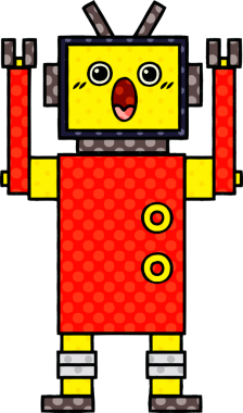 bir insan tarafından çizilmiş bir robotun çizgi roman tarzı