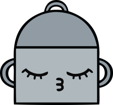 Bir insan tarafından çizilmiş güzel bir yemek tenceresi karikatürü.