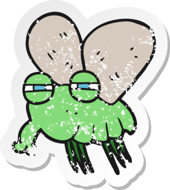 Bir insan tarafından çizilmiş karikatür sineğinin gerilimli çıkartması.