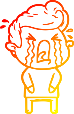 Bir insan tarafından çizilmiş, ağlayan bir çizgi film karakteri.