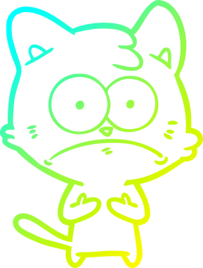 İnsan tarafından çizilmiş bir çizgi film çizimi. Sinirli bir kedi.