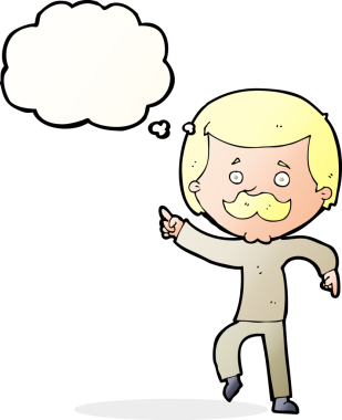 Bir insan tarafından çizilmiş bir düşünce balonuyla dans eden baba.