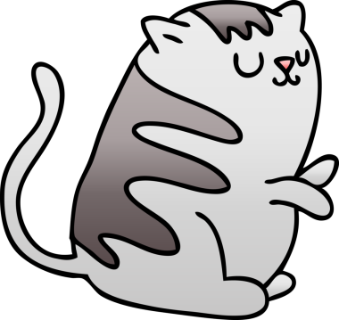 bir insan tarafından çizilmiş gölgelenmiş garip çizgi film kedisi.