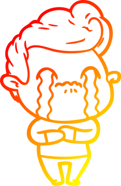 Bir insan tarafından çizilmiş ağlayan bir çizgi film karakteri çizimi.