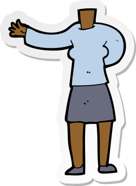 Bir insan tarafından çizilmiş karikatür kadın vücudunun çıkartması.