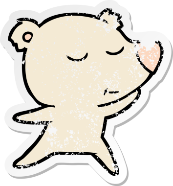 Bir insan tarafından çizilen mutlu kutup ayısı çizgi filminin hüzünlü çıkartması.