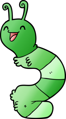 Bir insan tarafından çizilmiş mutlu bir tırtıl.