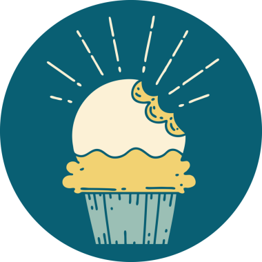 Bir insan tarafından çizilmiş ısırık izi olmayan dövme stili bir kek.