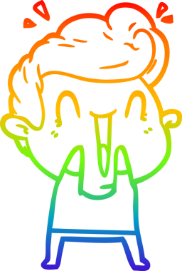 Gökkuşağı gradyan çizgi çizimi mutlu bir adamın bir insan tarafından çizilmiş gülüşü