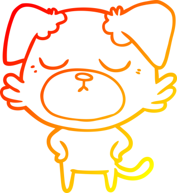 Bir insan tarafından çizilmiş sevimli bir köpeğin sıcak çizgi çizgisi.