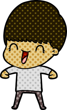 Bir insan tarafından çizilmiş mutlu çizgi film çocuğu.