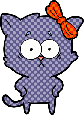 Bir insan tarafından çizilmiş çizgi film kedisi.