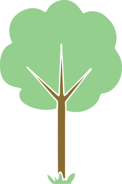 Bir insan tarafından çizilmiş tuhaf bir çizgi film ağacı.