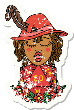 Bir insan tarafından çizilmiş 20 zarlı Retro Dövme Tarzı insan ozanı