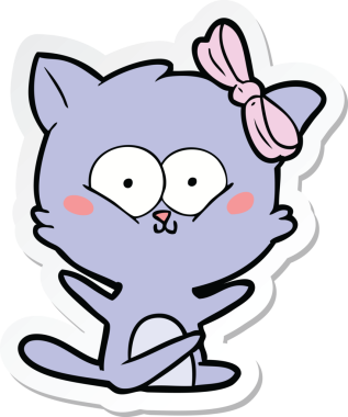 Bir insan tarafından çizilmiş çizgi film kedisinin çıkartması.