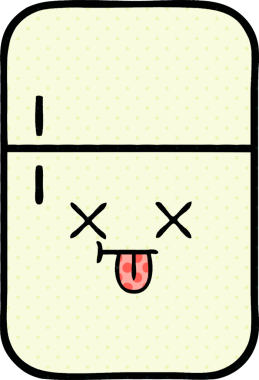 Bir insan tarafından çizilmiş buzdolabı karikatürü.