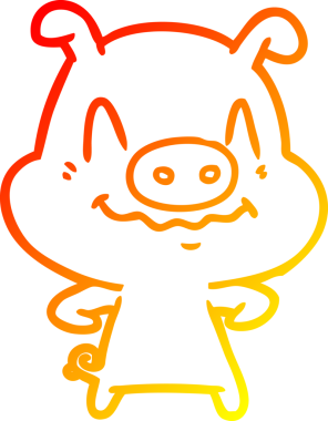 Bir insan tarafından çizilmiş gergin bir domuz çizgi çizimi.