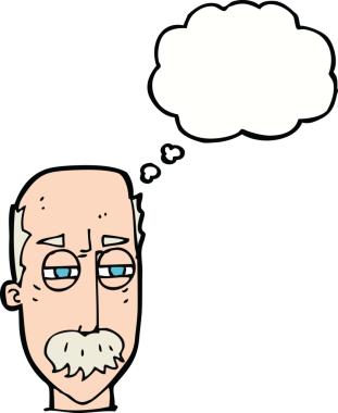 Bir insan tarafından çizilen düşünce baloncuğuyla yaşlı bir adamı sinirlendiren çizgi film.