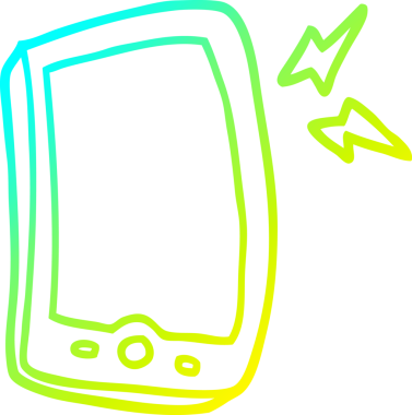 Bir insan tarafından çizilmiş bir cep telefonunun soğuk gradyan çizimi