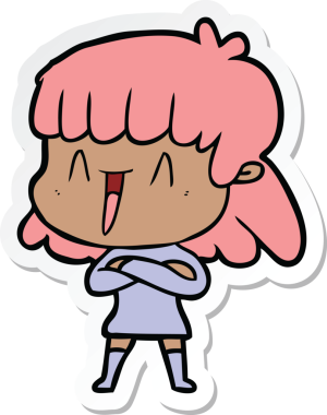 Bir insan tarafından çizilmiş bir karikatür kadının çıkartması.