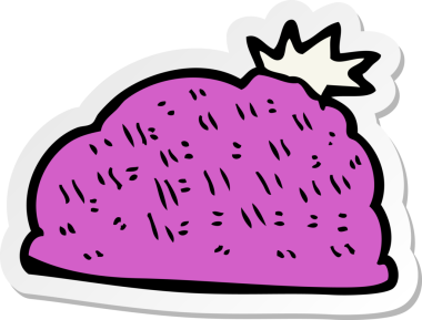 Bir insan tarafından çizilmiş bir kış şapkasının çıkartması.