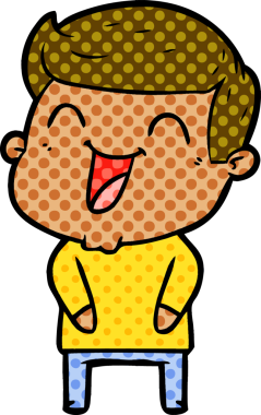 Bir insan tarafından çizilmiş gülen çizgi film adamı.