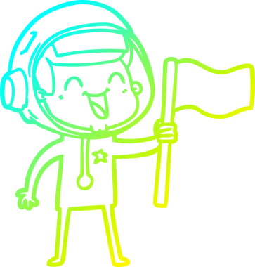 Bir insan tarafından çizilmiş mutlu bir astronotun soğuk gradyan çizimi.