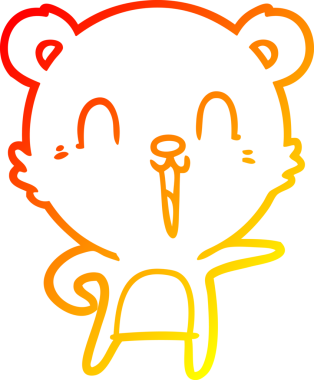 Bir insan tarafından çizilmiş mutlu çizgi film ayısının sıcak çizgi çizimi