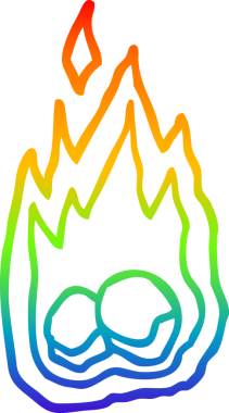 Gökkuşağı gradyan çizgi çizimi Bir insan tarafından çizilen korkunç yanan cadılar bayramı kömürü