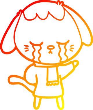 Bir insan tarafından çizilmiş şirin, ağlayan bir köpek yavrusu çizimi