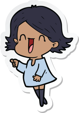 Bir insan tarafından çizilmiş mutlu bir kadının çıkartması.