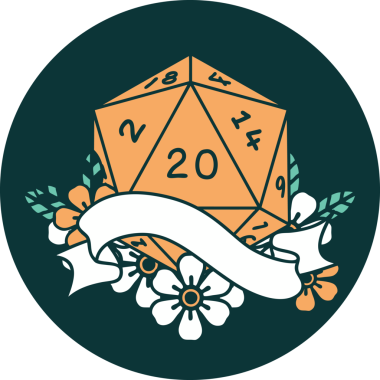 Bir insan tarafından çizilen 20 D20 zar atma ikonu