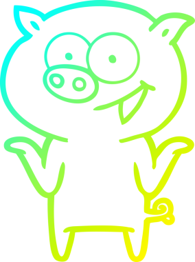 Bir insan tarafından çizilmiş tasasız bir domuz çizgi filmi çizimi.